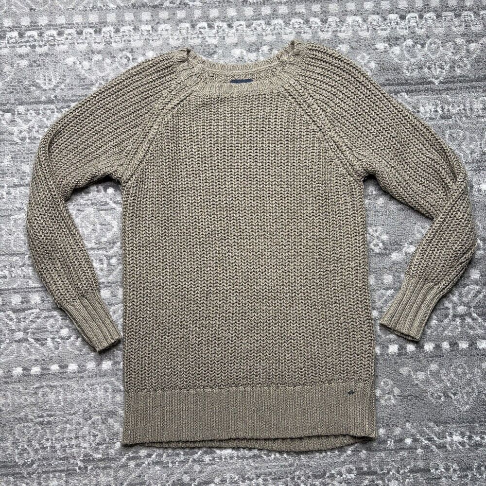 American Eagle Outfitters AEO Jegging Sweater Medium Tan Chunky Fisherman